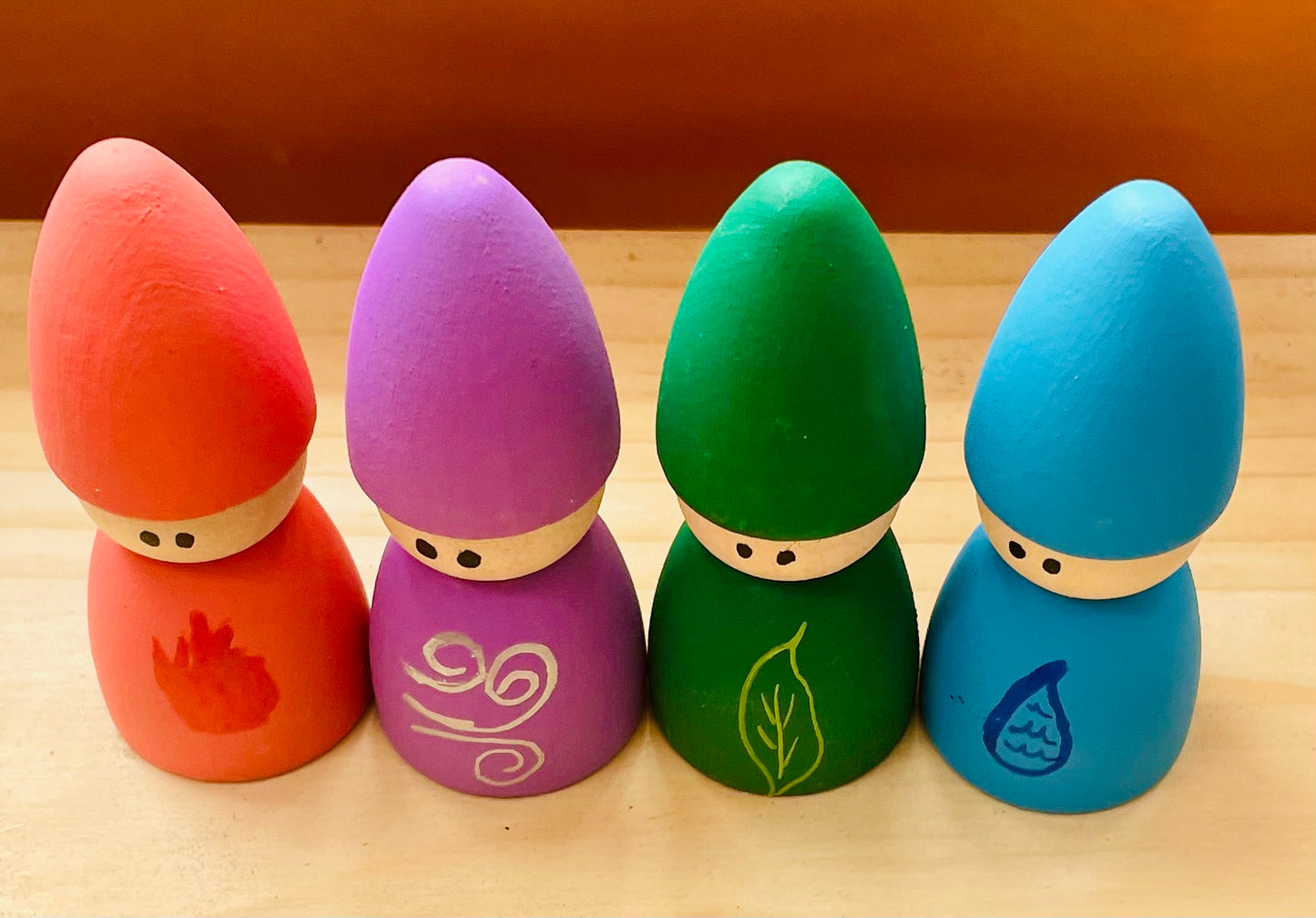 Four Elements Gnome Peg Doll Set