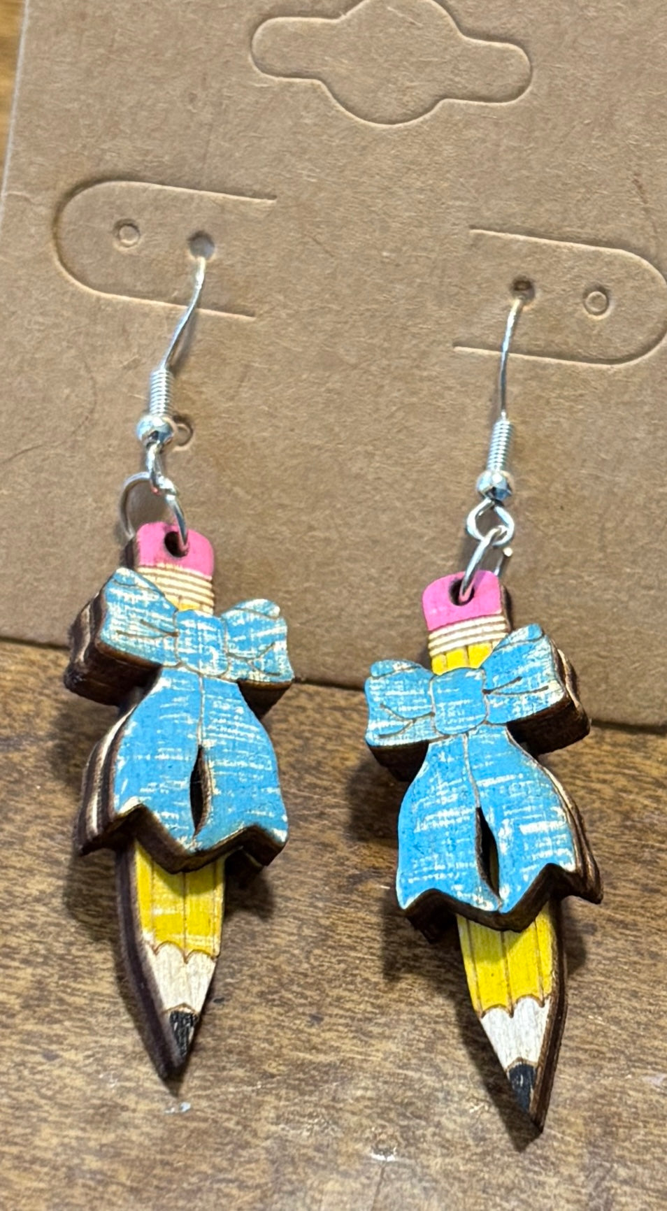 Pencil Croquette Bow Dangle Earrings