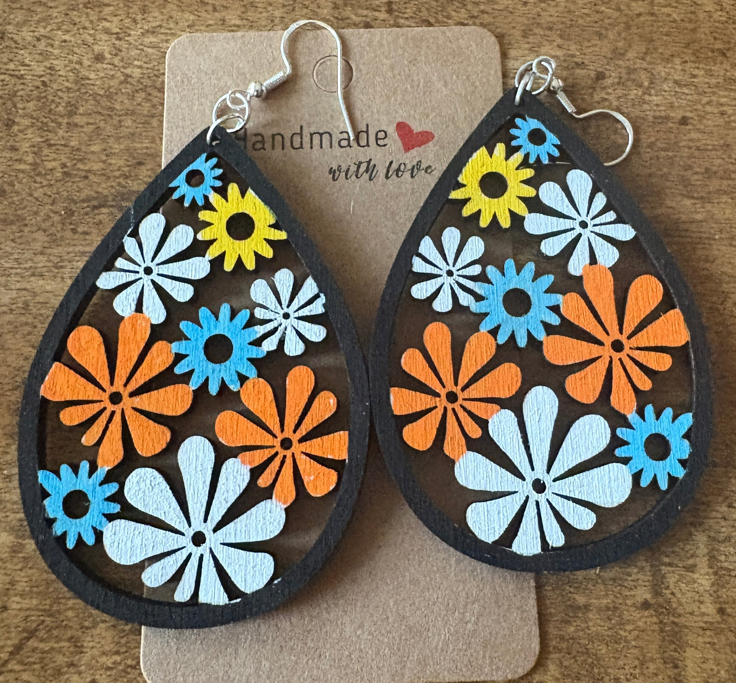 Flower Painted Dangle Earrings