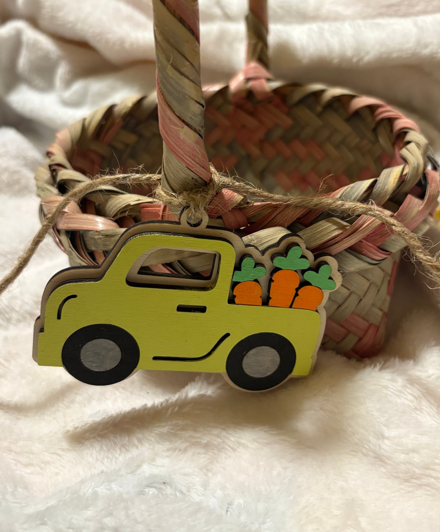 Easter Basket Tag Truck with Carrots