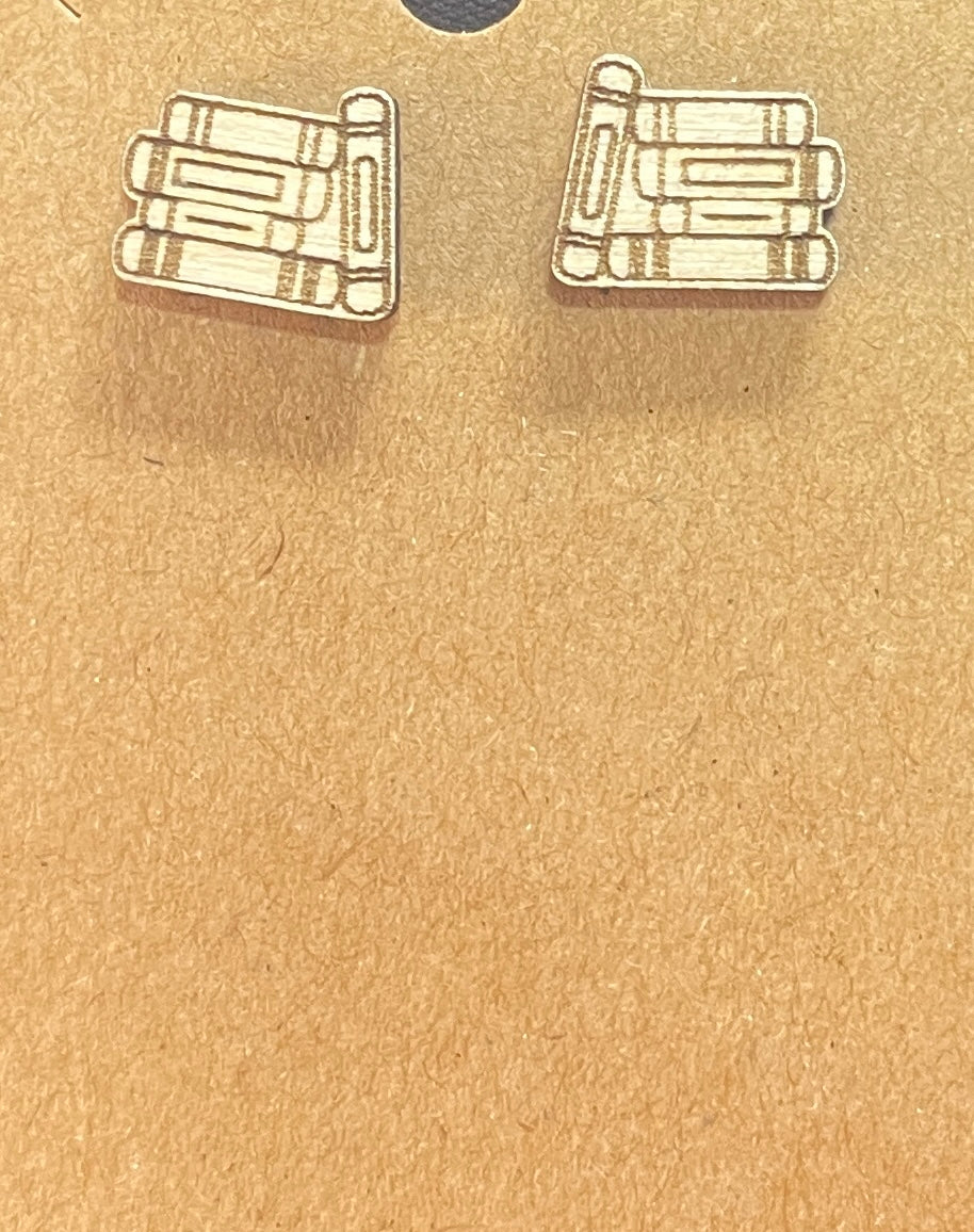 Books Stud Earrings