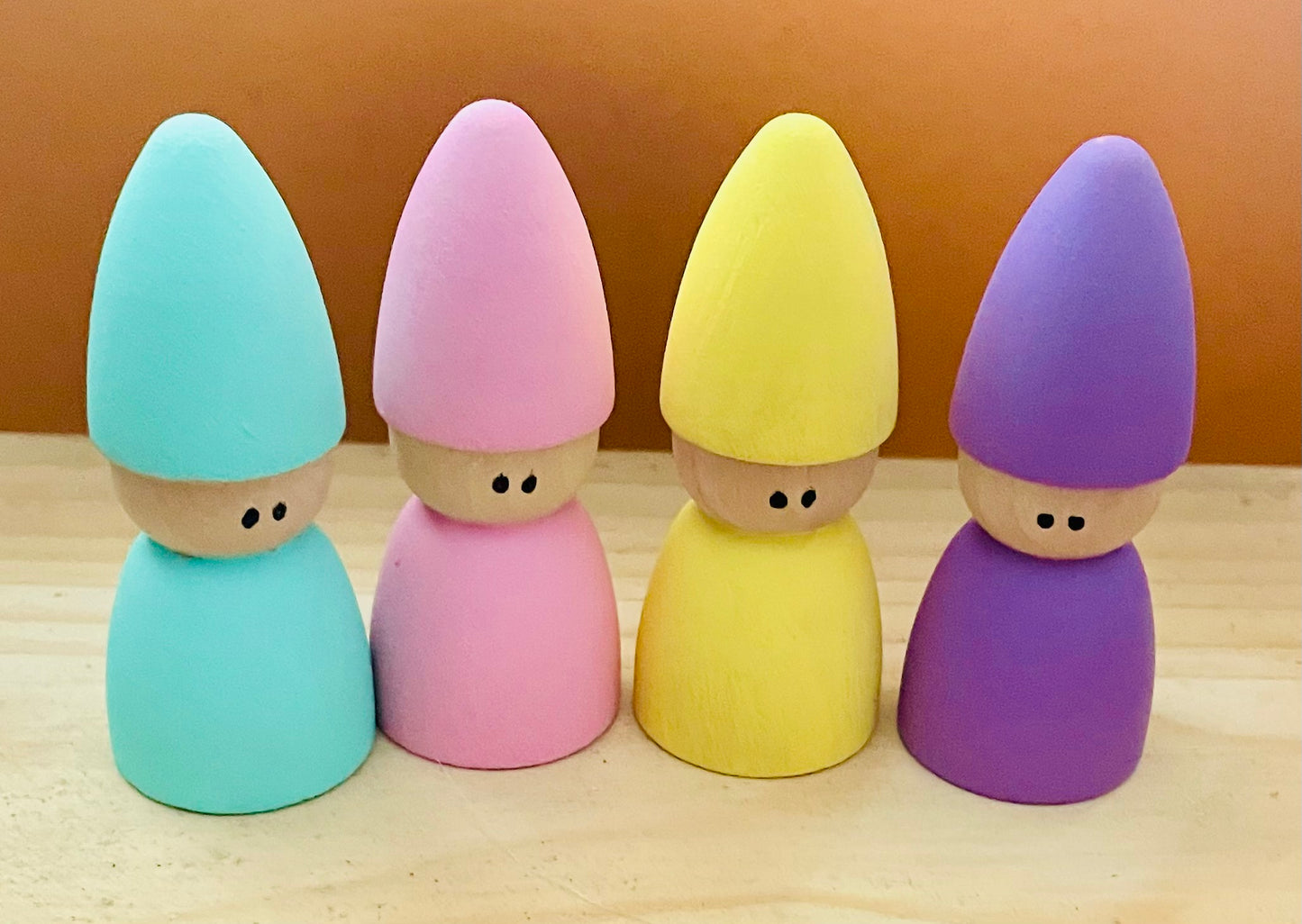 Pastel Spring Gnome Peg Doll Set