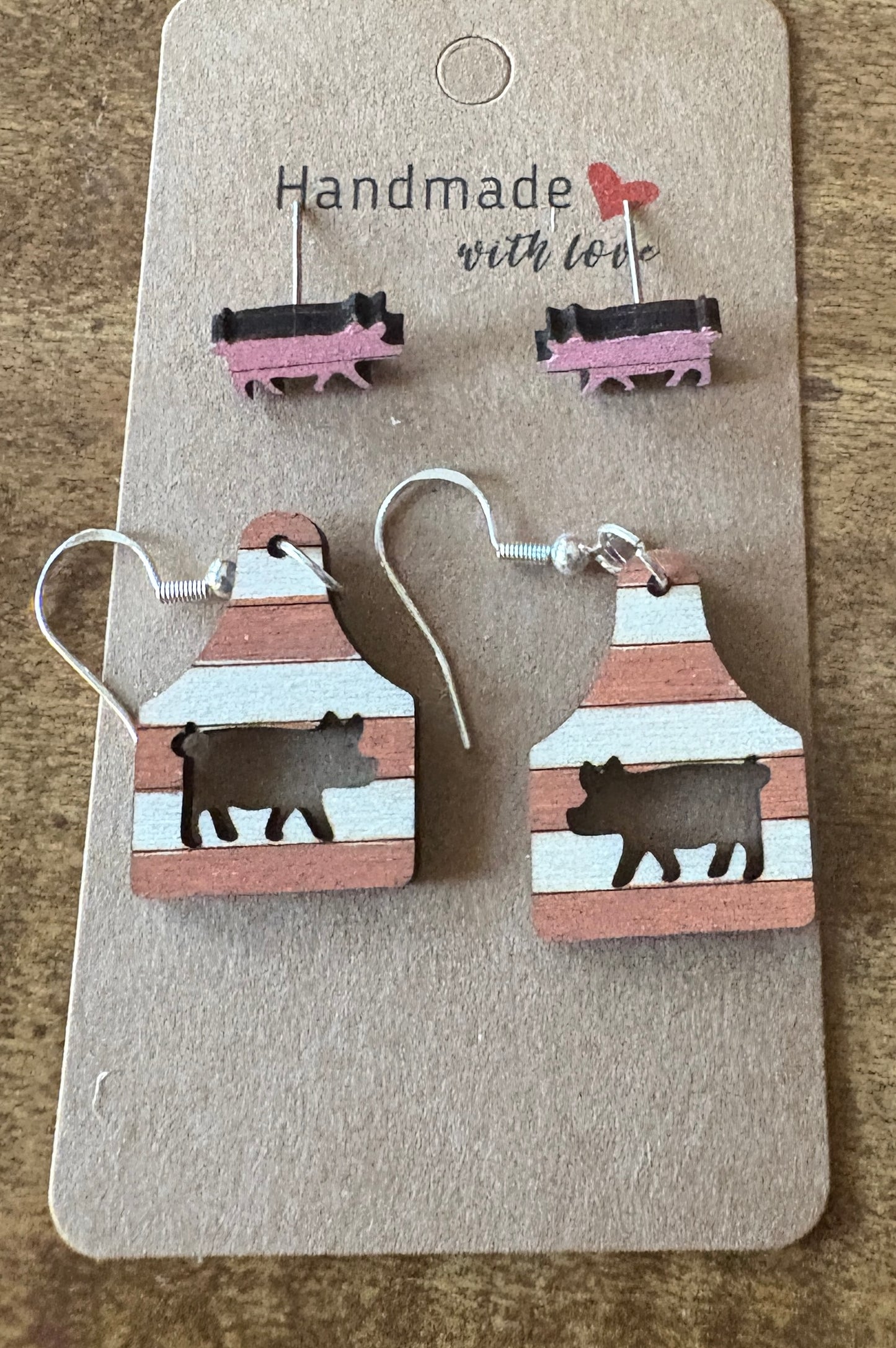 Pig Tag Earring Set