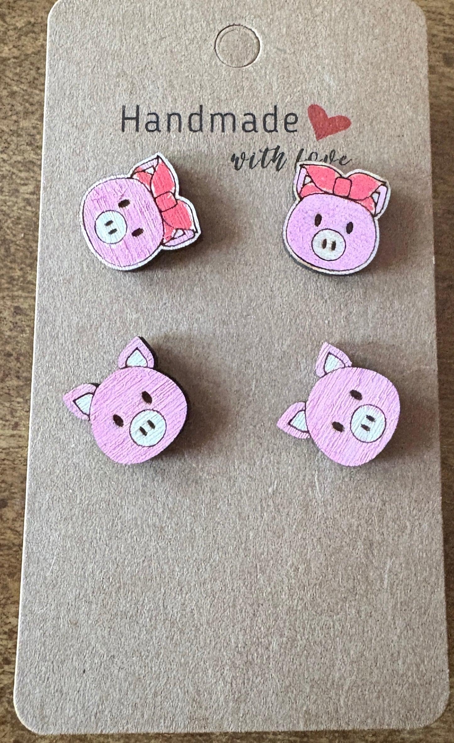 Pig with bandana Stud Earring Set