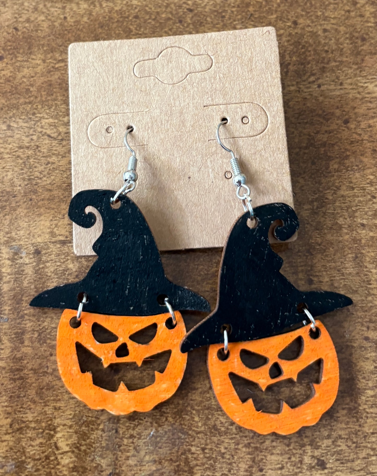 Jack-o’-lantern Witch Dangle Earrings