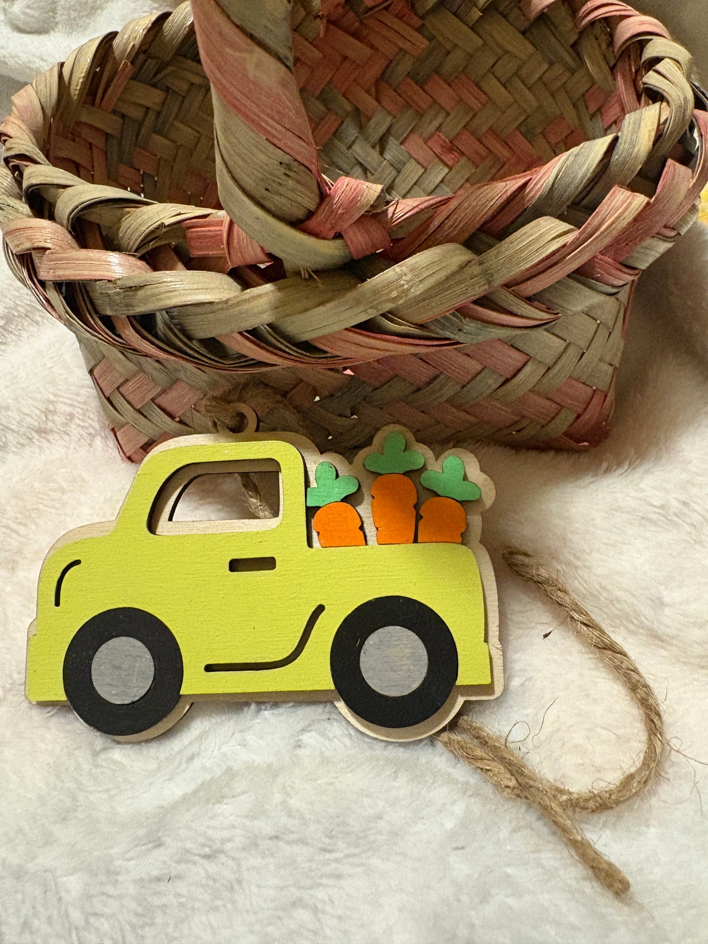 Easter Basket Tag Truck with Carrots