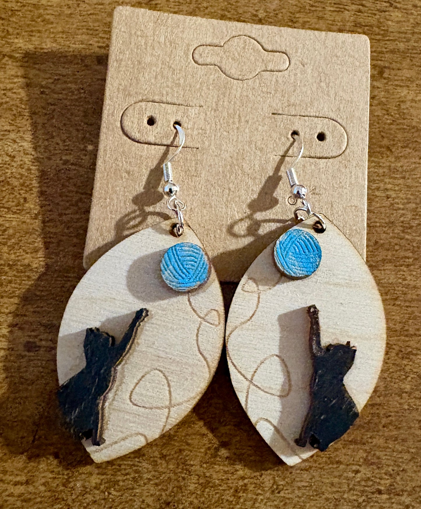 Cat Yarn Dangle Earrings