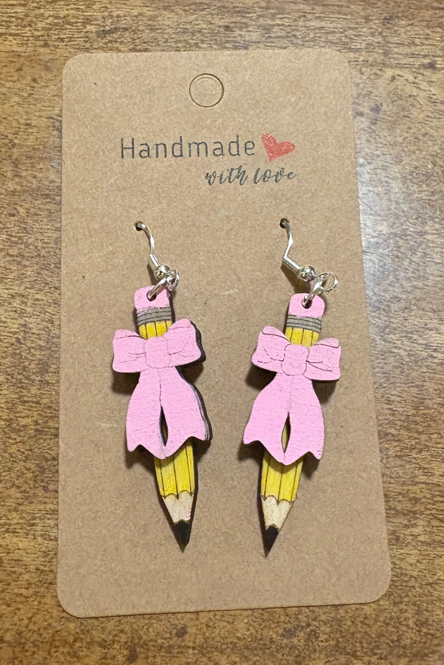 Pencil Croquette Bow Dangle Earrings