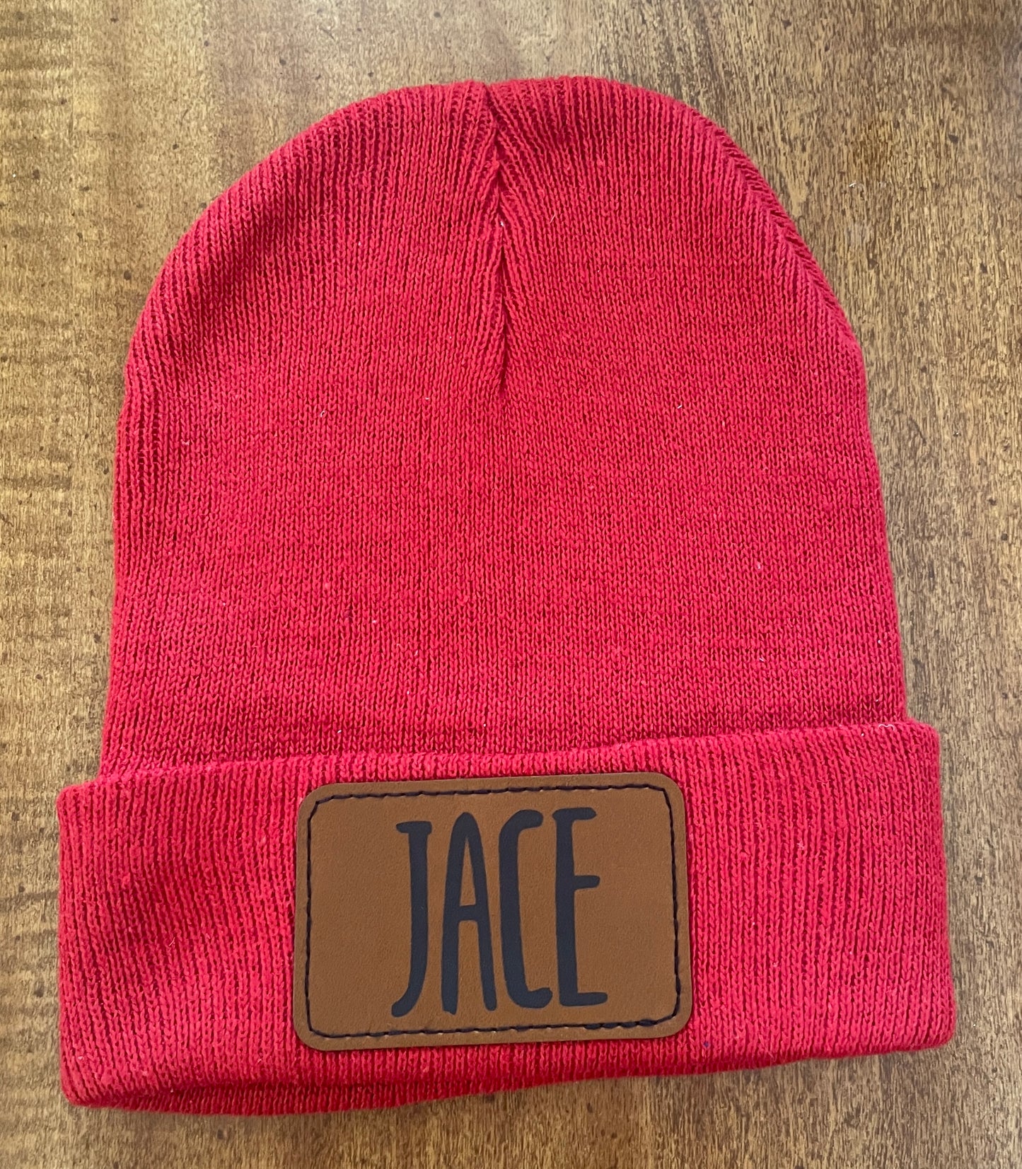 Kid Beanies with Leather Engraved Patch