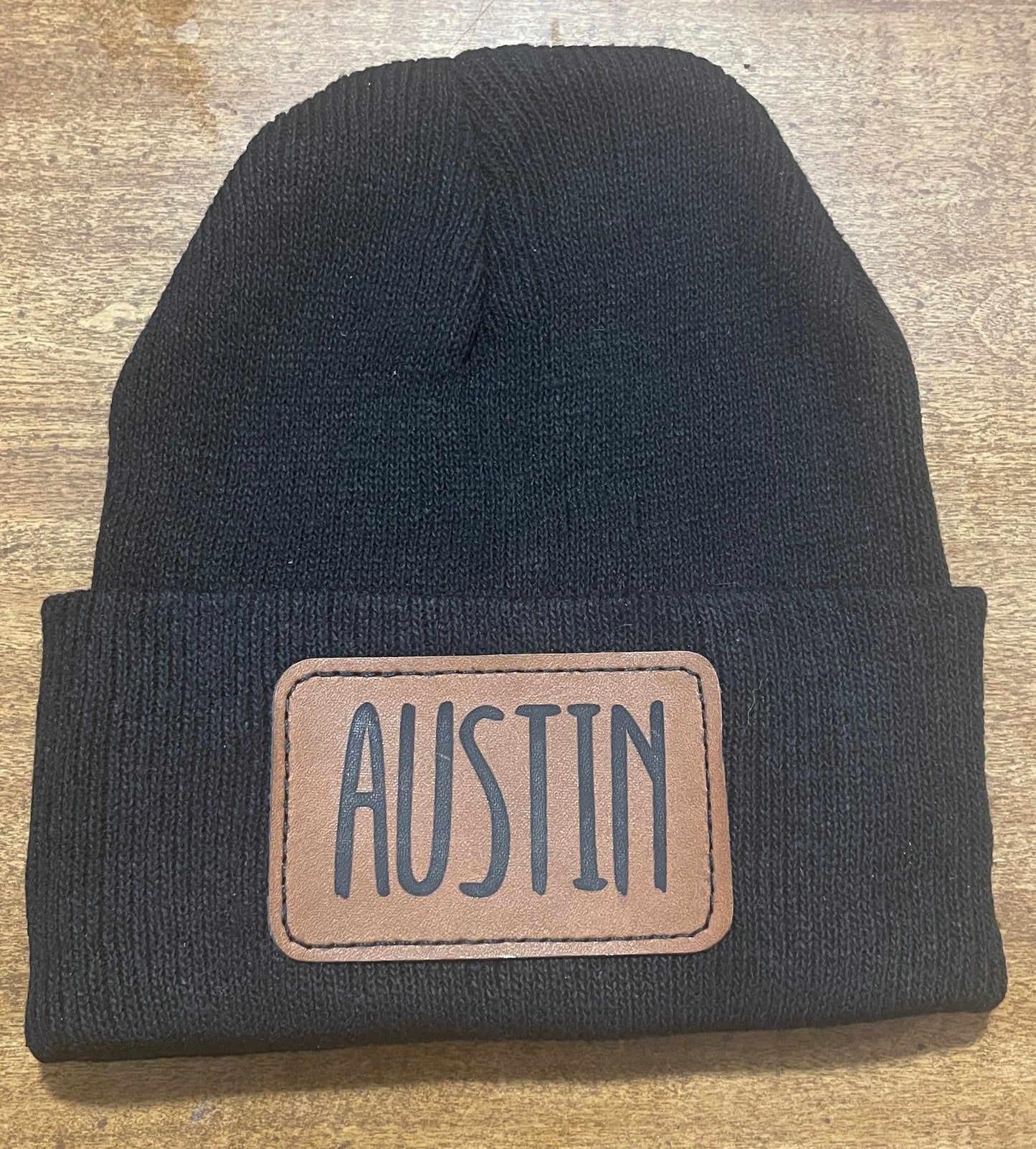 Kid Beanies with Leather Engraved Patch