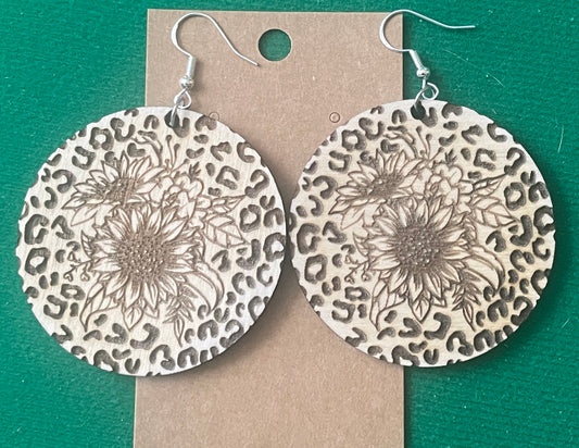 Sunflower Leopard Print Dangle Earrings