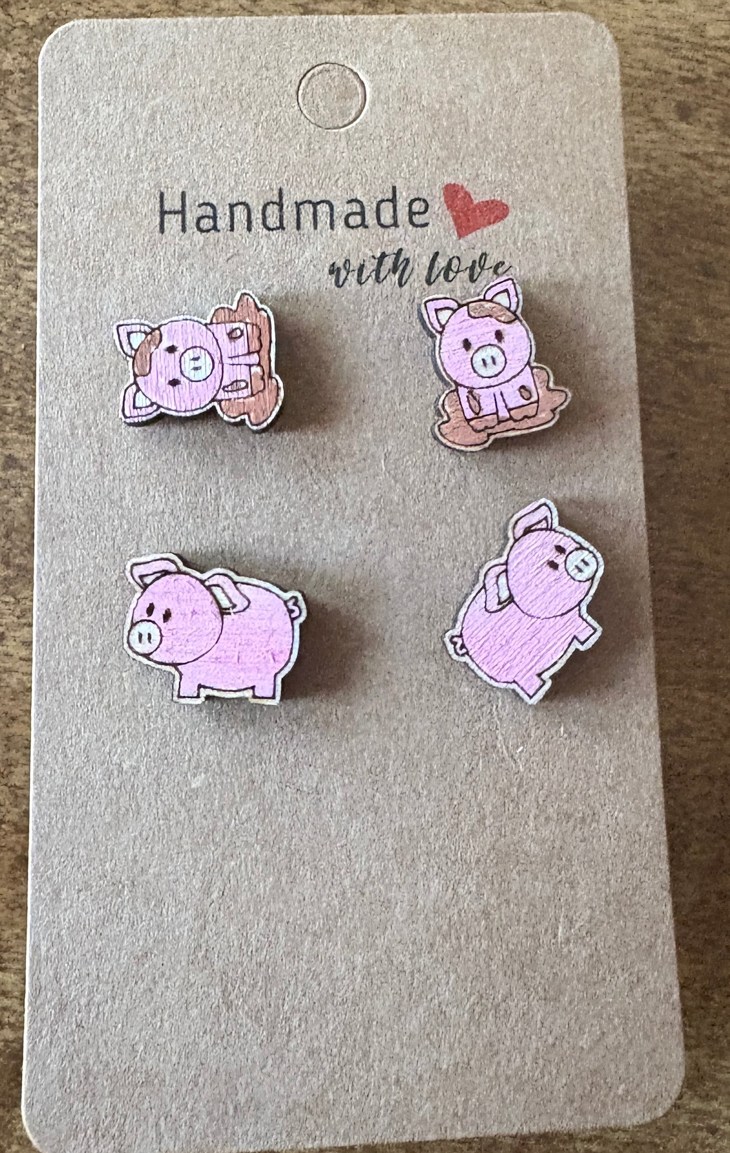 Pig Mud Stud Earring Set