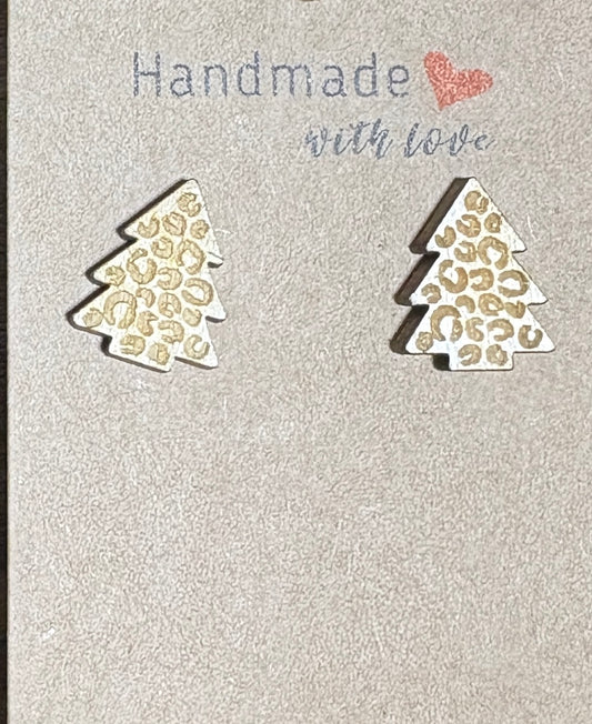 Christmas Leopard Print Stud Earrings