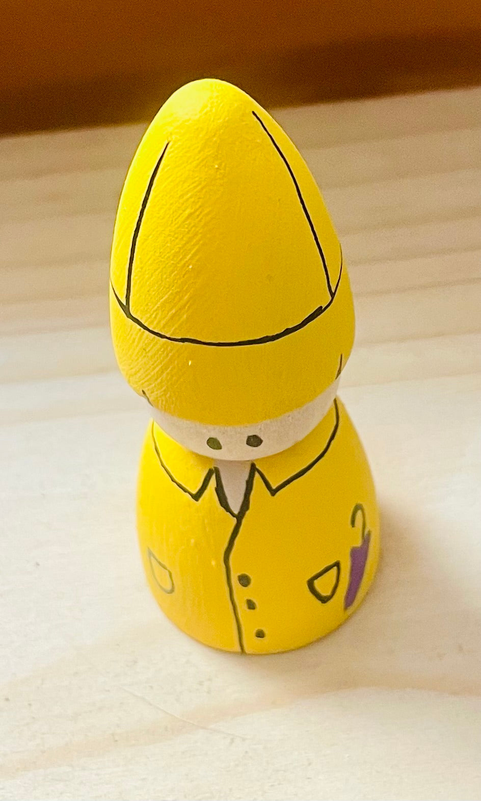 Rain Coat Gnome Peg Doll