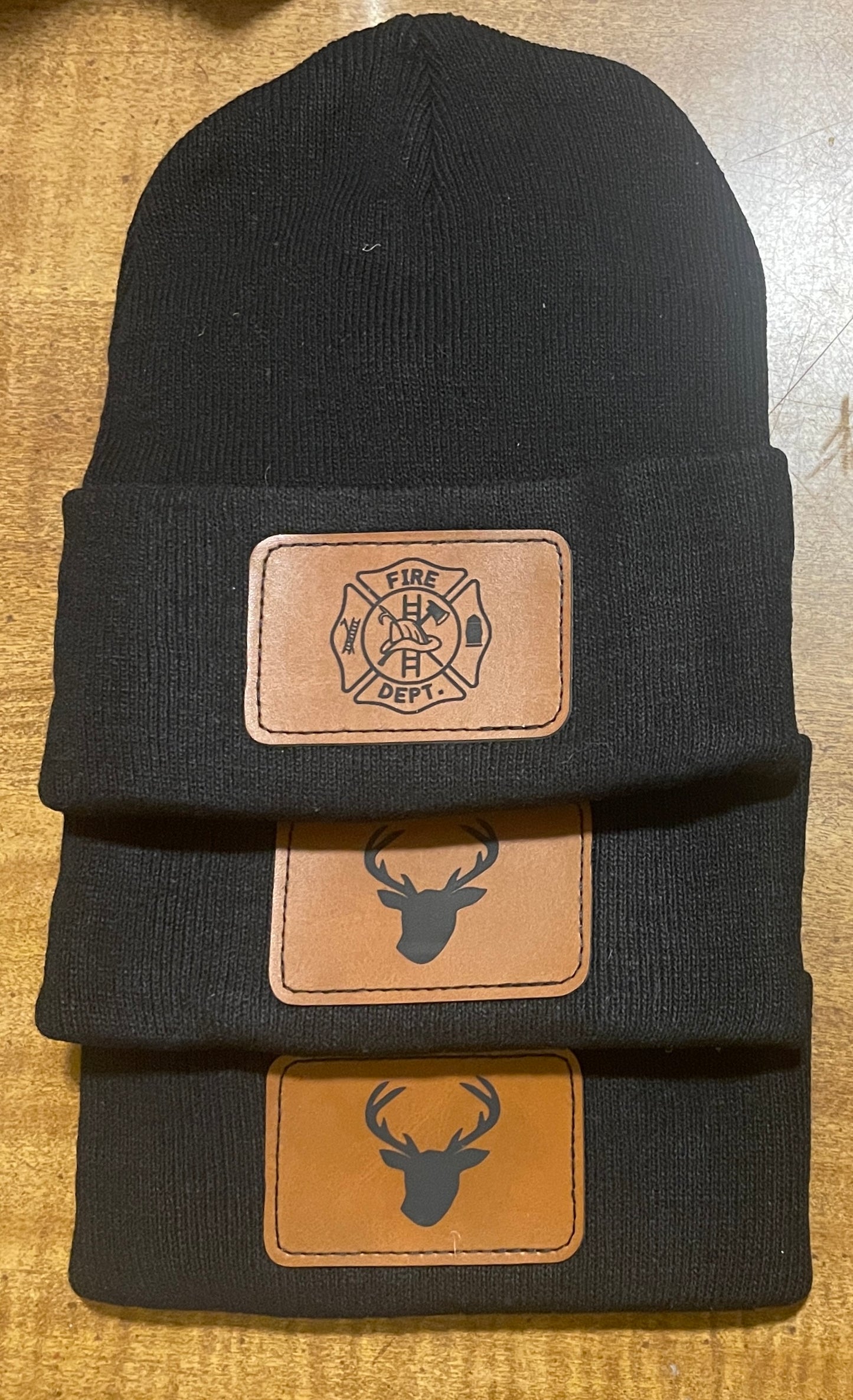 Adult Beanies with Leather Patch