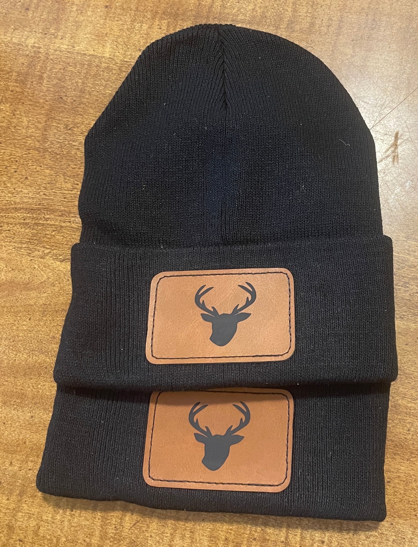 Adult Beanies with Leather Patch