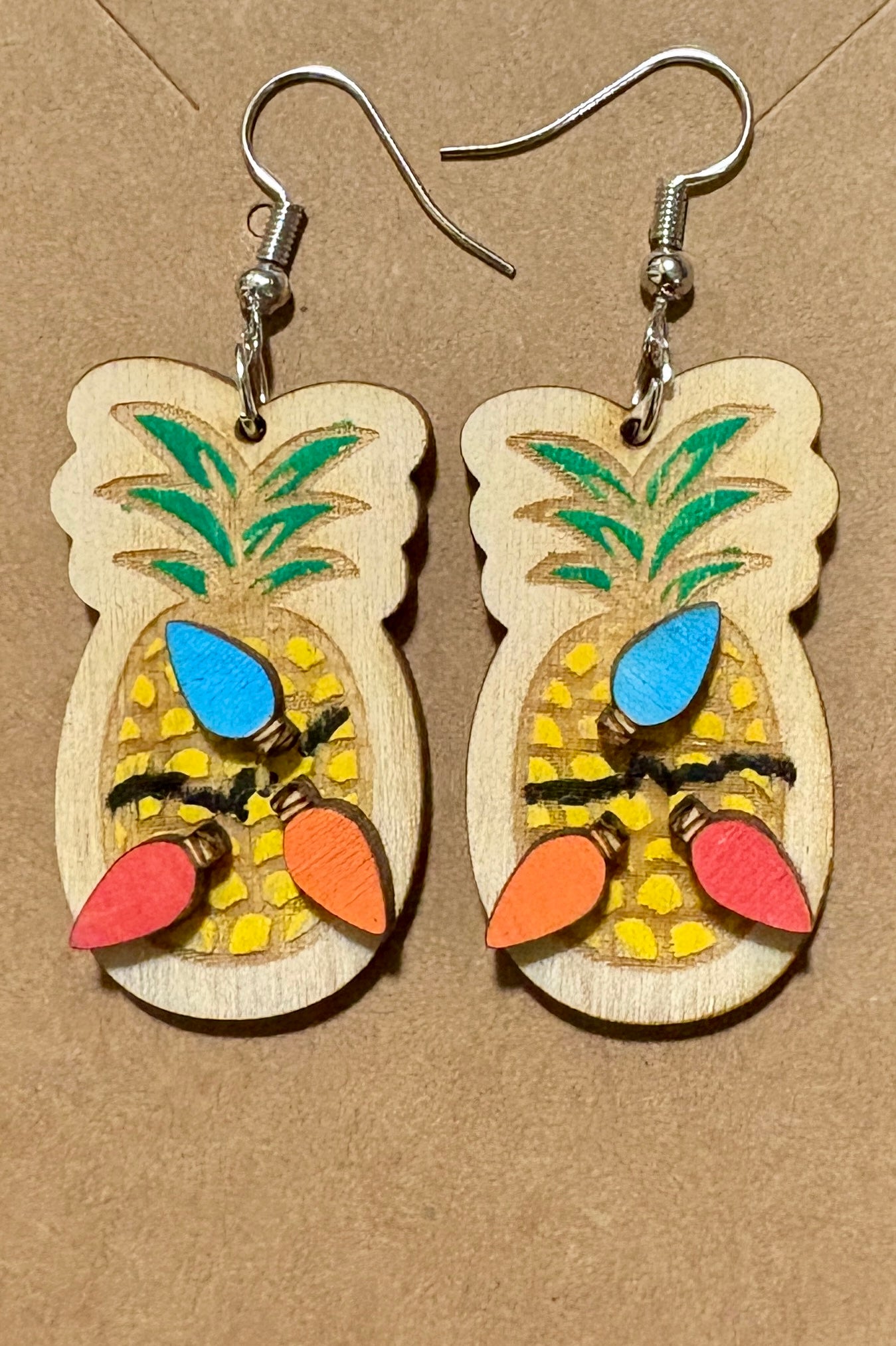 Pineapple Christmas Light Dangle Earrings