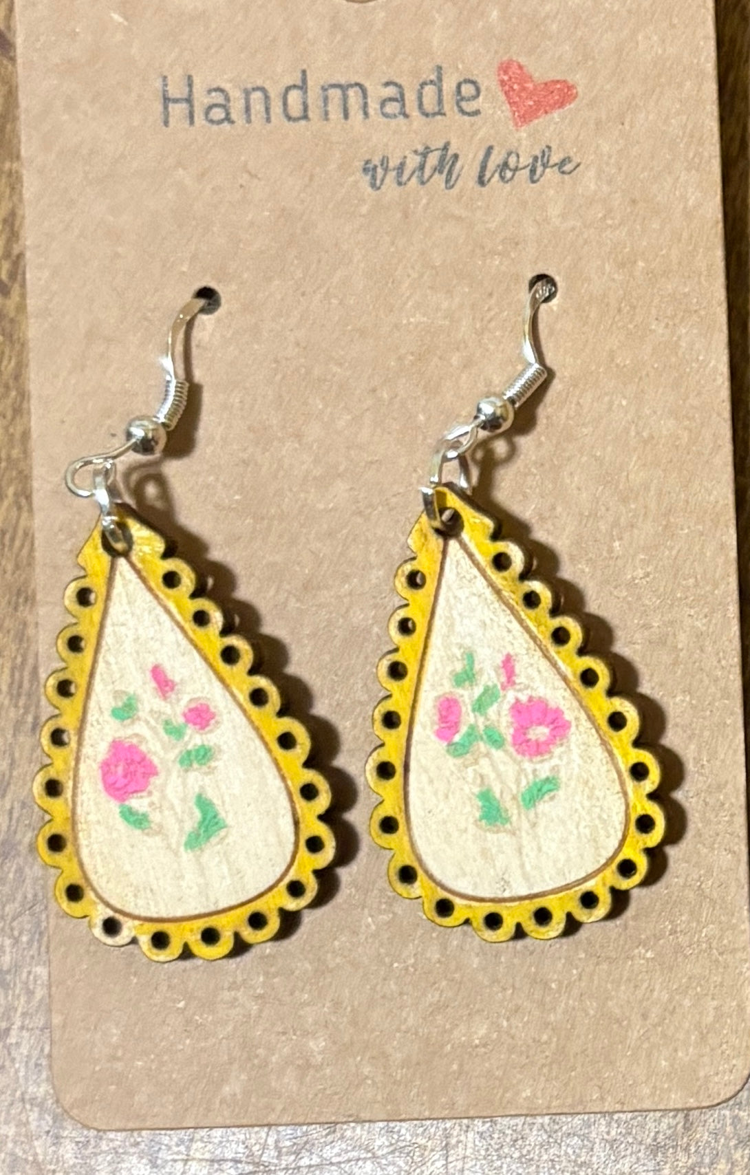 Vintage Framed Floral Dangle Earrings