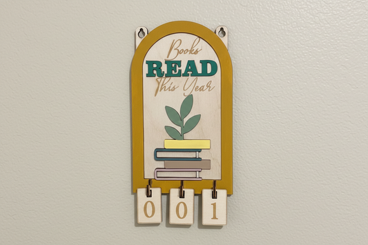 Wooden Books Read Tracker Sign