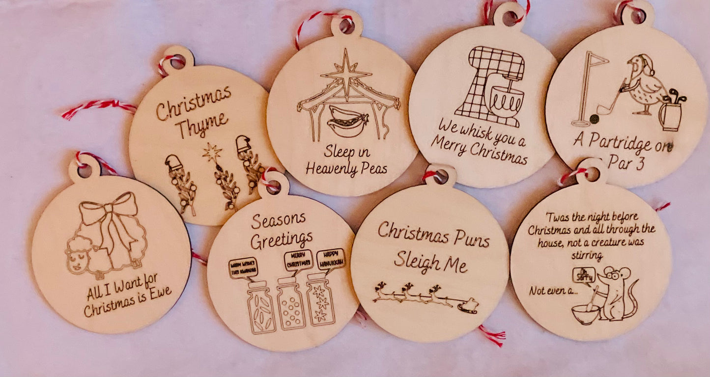Christmas Pun Ornament Set