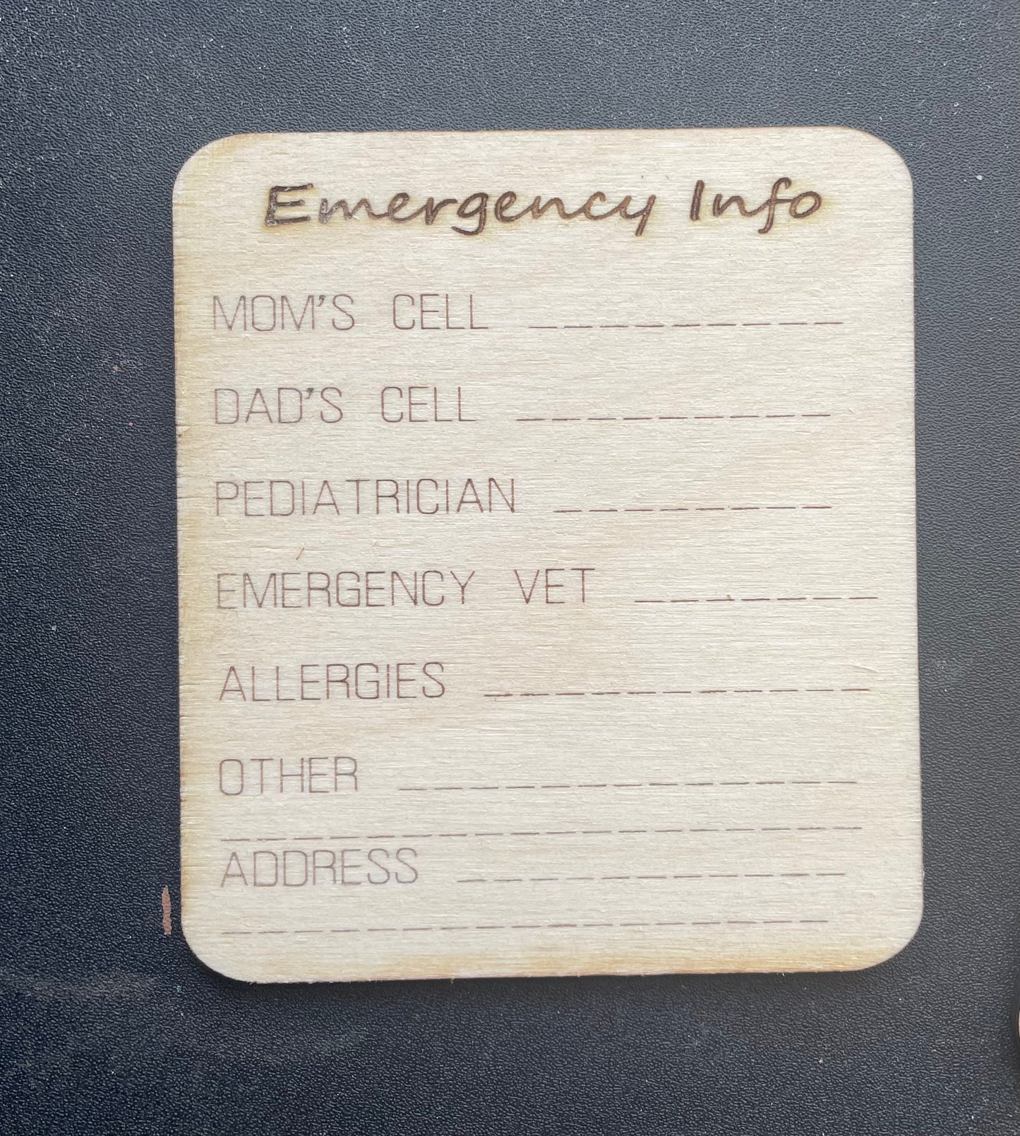 Emergency Info Cards