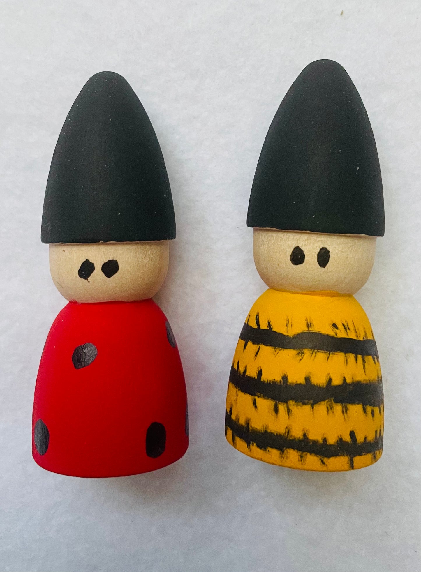 Ladybug Bumblebee Gnome Peg Doll Set