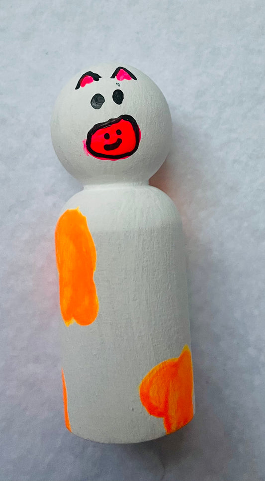 2.4” Neon Cow Peg Doll