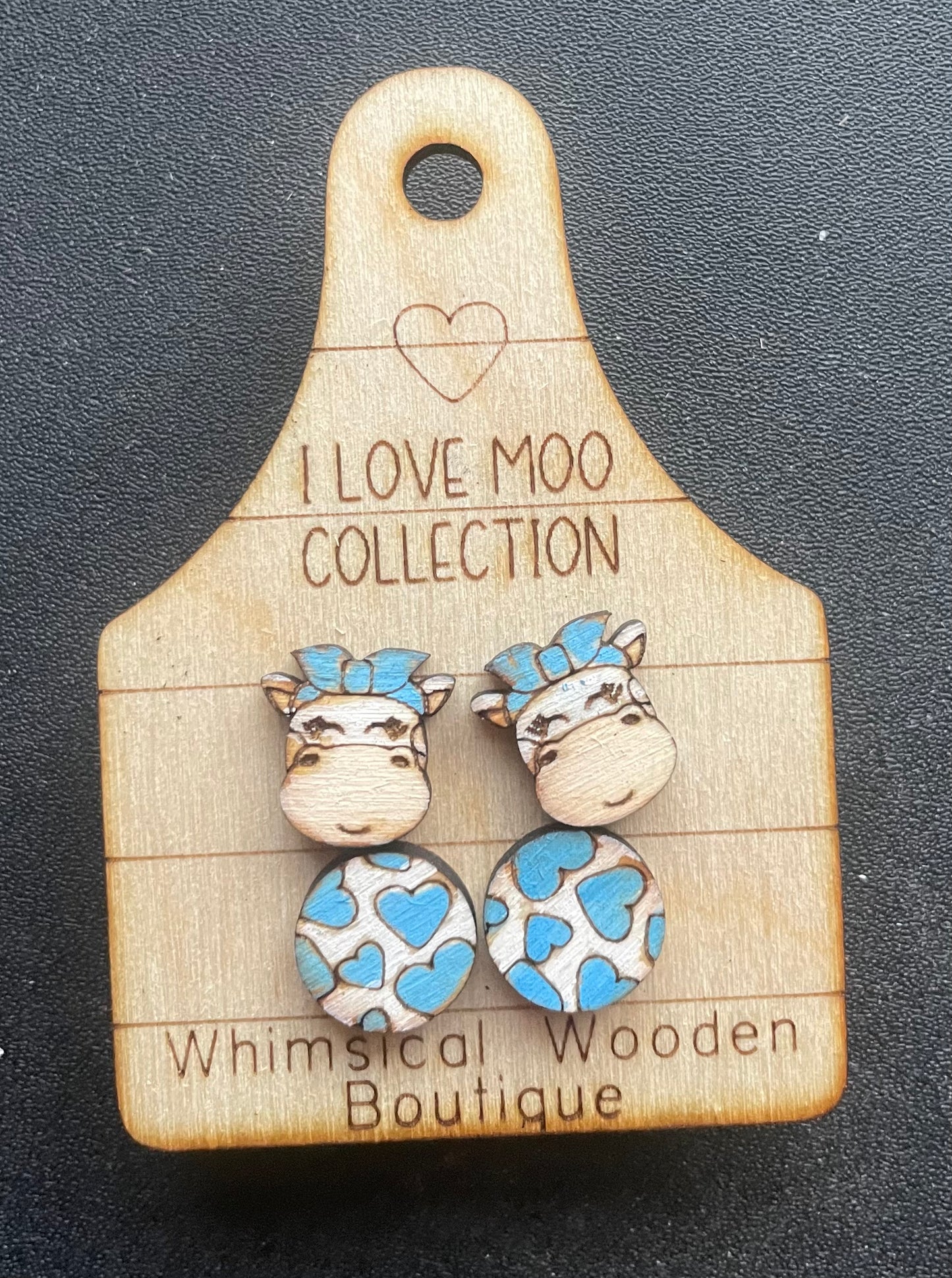 Moo Heart Stud Earrings