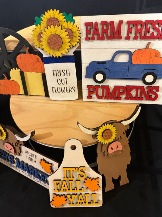 Highland Cow Pumpkin Tier Tray Set