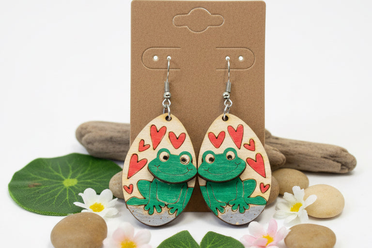 Frog Heart Dangle Earrings