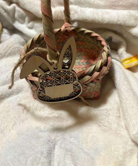 Easter Basket Tag Bunny Rattan