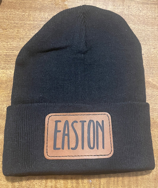 Adult Beanies with Leather Patch