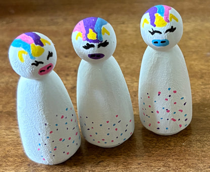 2” Unicorn Peg Doll Set