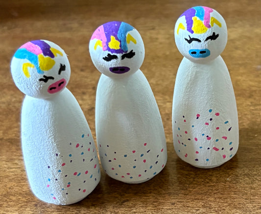 2” Unicorn Peg Doll Set
