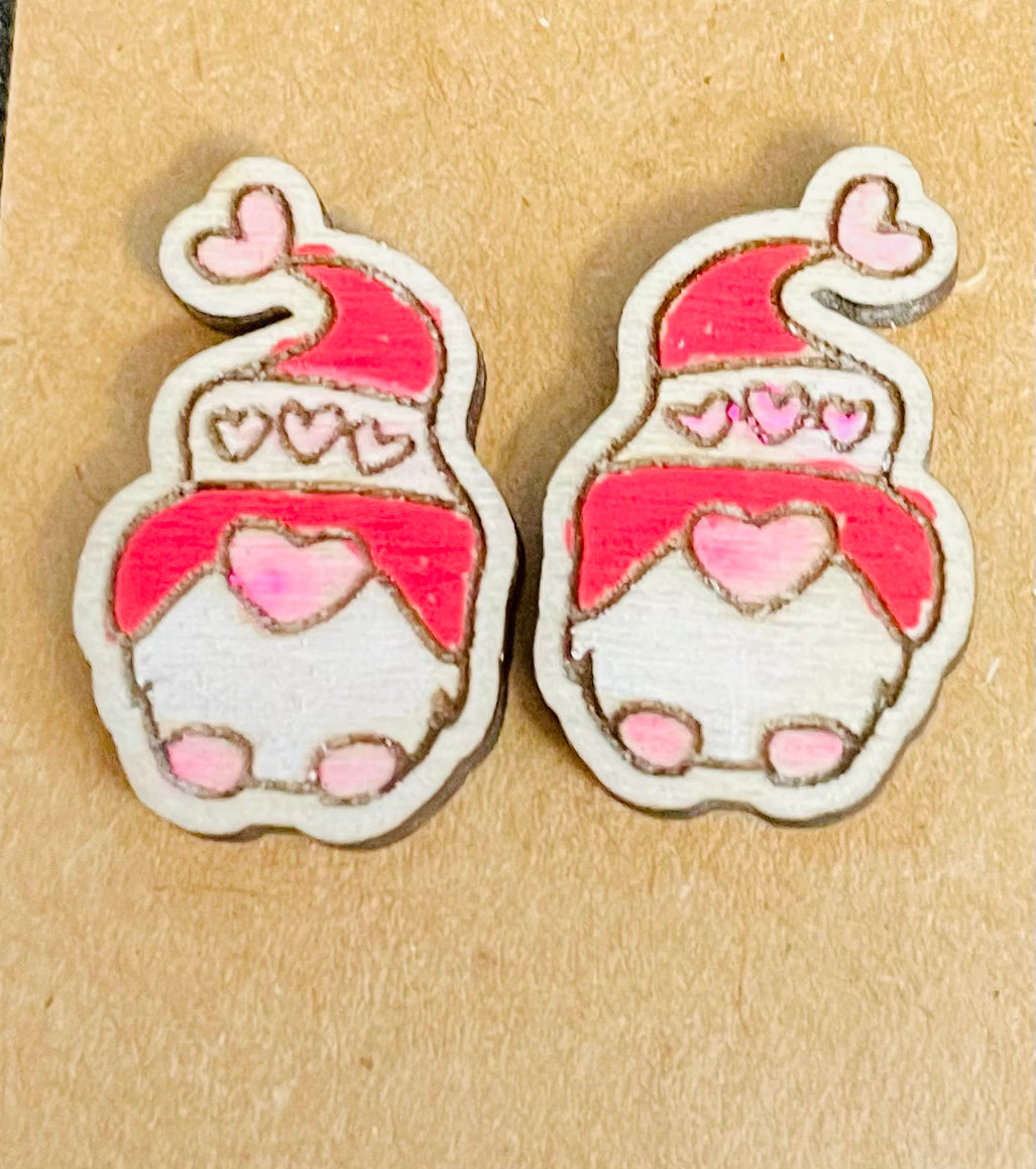Gnome Valentine Stud Earrings