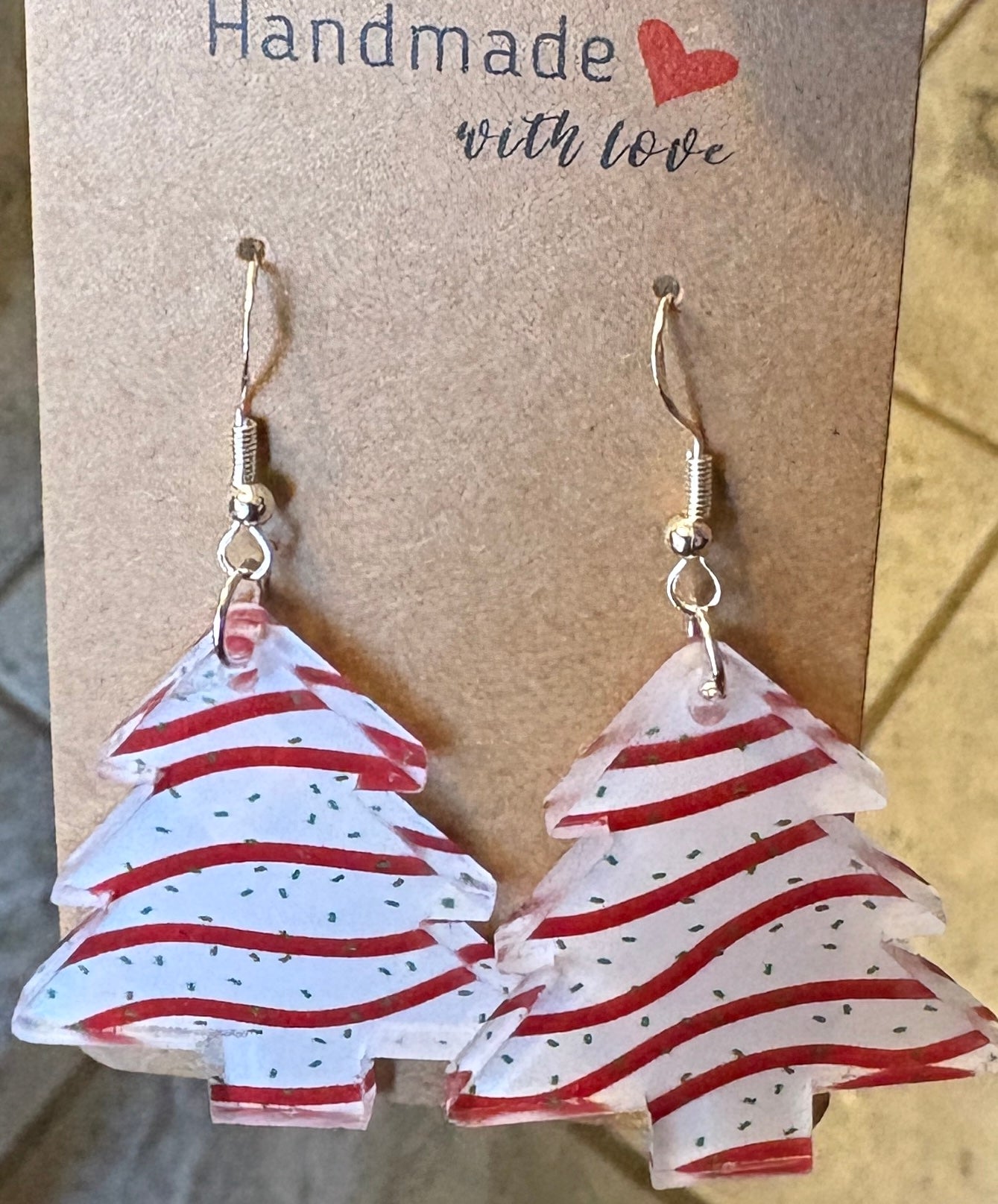Acrylic Printed Christmas Tree Dangle Earrings
