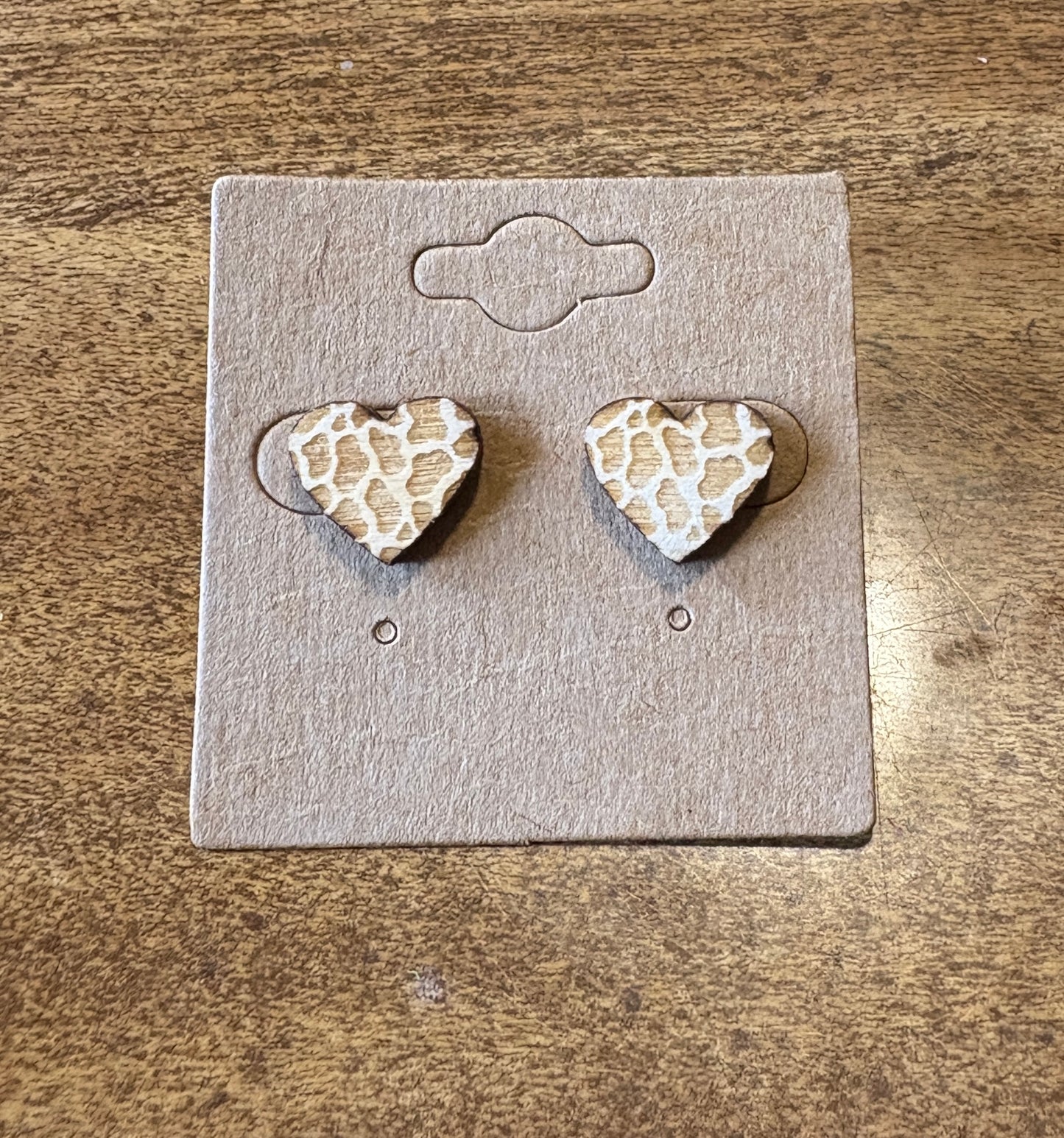 Cow Print Heart Stud Earring
