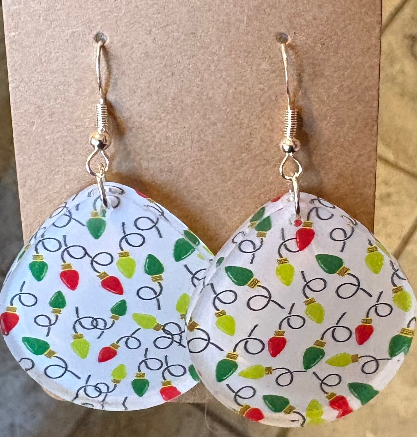 Acrylic Printed Christmas Lights Dangle Earrings