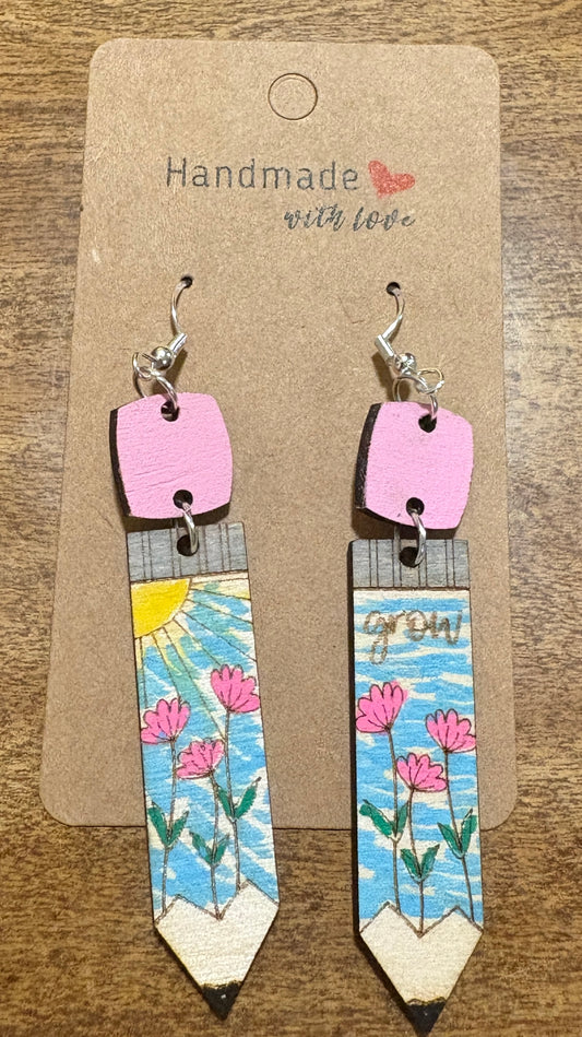 Pencil Grow Dangle Earrings