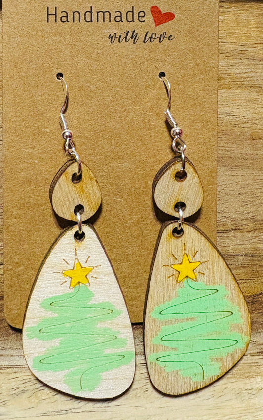 Minimalist Christmas Tree Dangle Earrings
