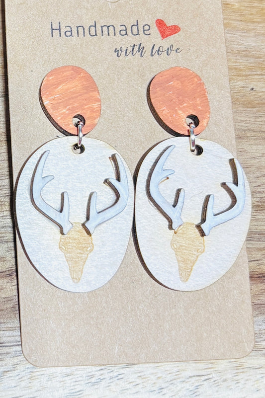 Deer Skull Stud Dangles