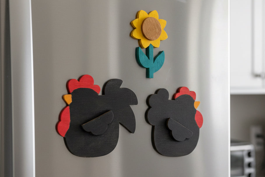 Chicken and Sunflower Magnet Set