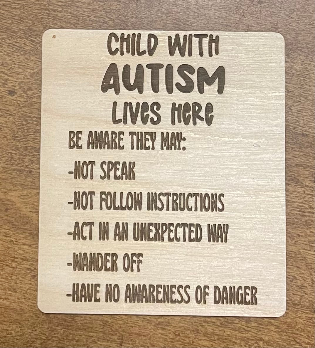 Autism Emergency Info Magnet