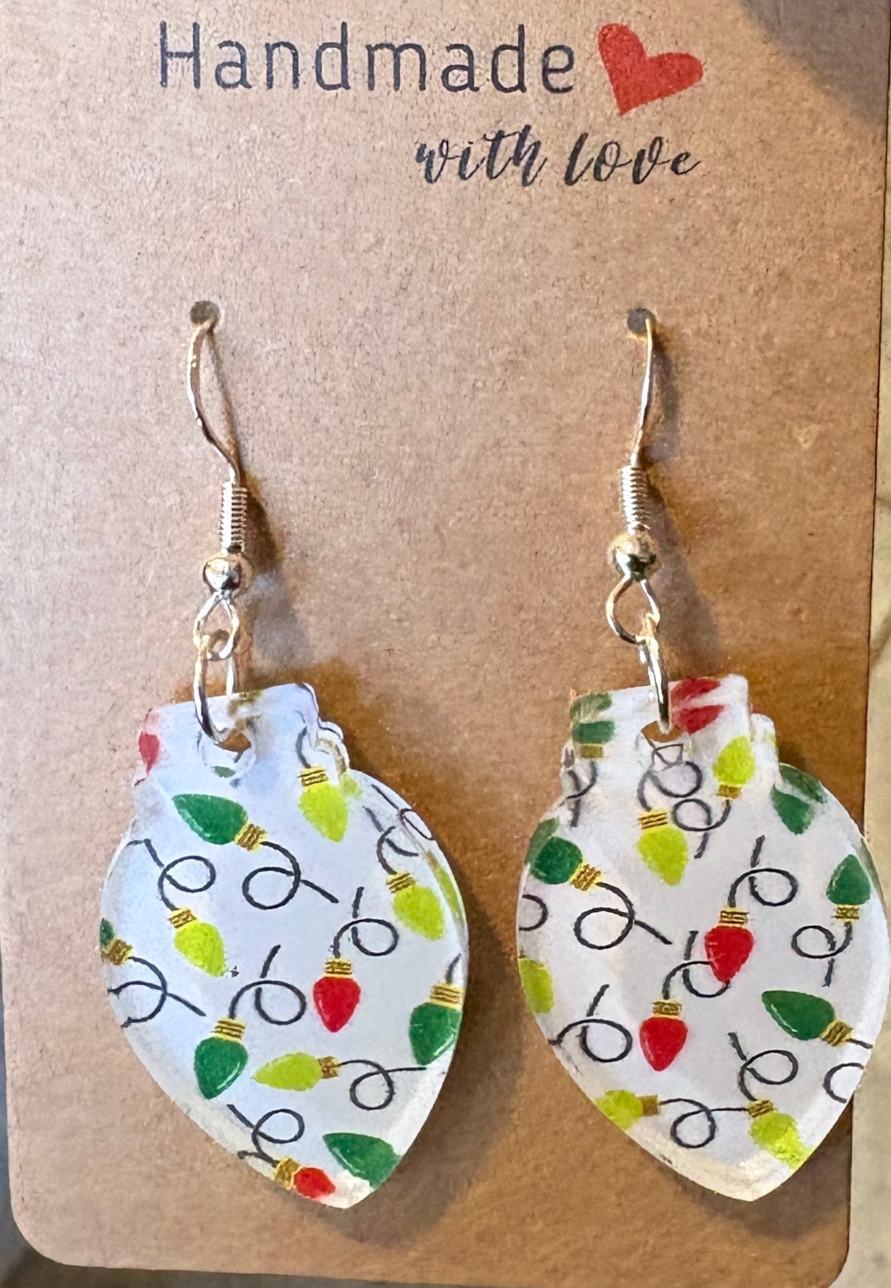 Acrylic Printed Christmas Lights Dangle Earrings