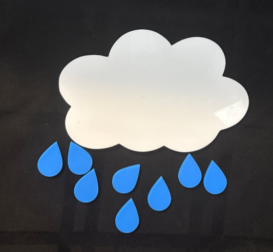 Dry Erasable Cloud and Raindrops