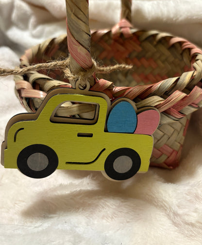 Easter Basket Tag Truck with Eggs