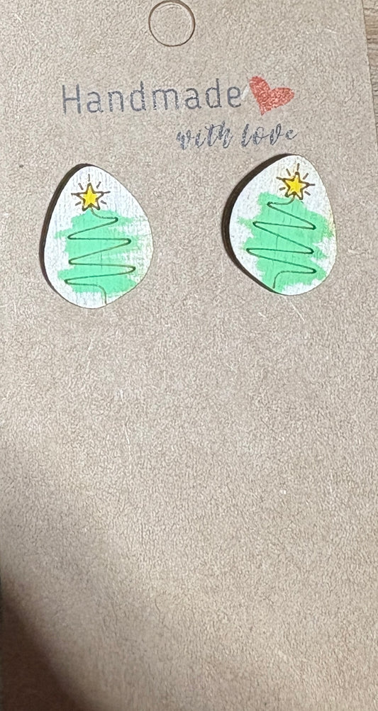 Minimalist Christmas Tree Stud Earrings