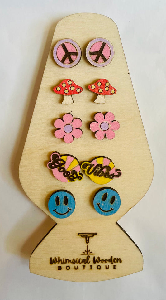 Groovy Retro Stud Earrings Set