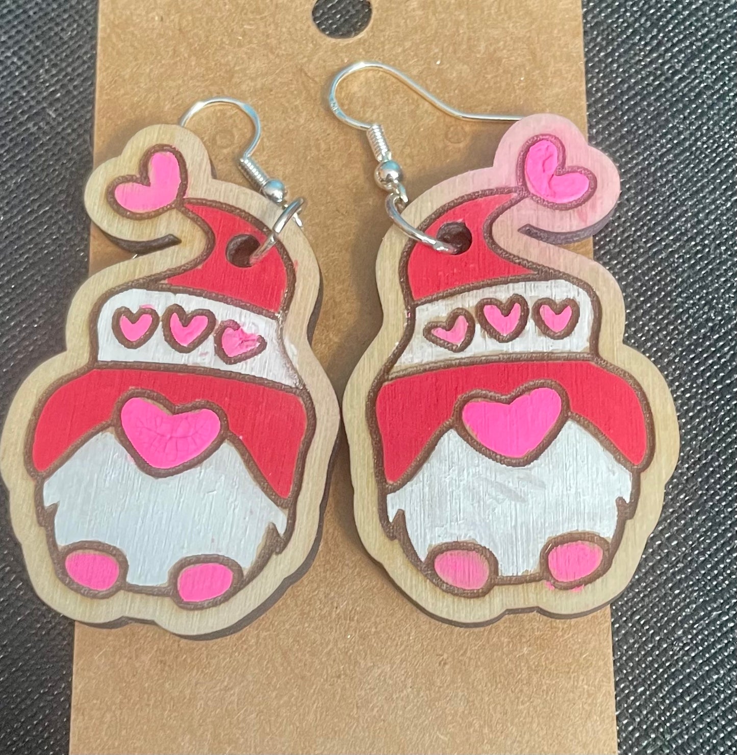 Gnome Valentine Dangle Earrings