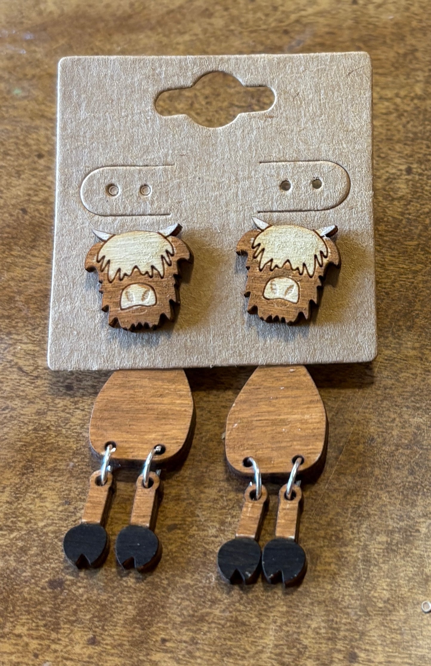 Highland Cow Stud Dangles
